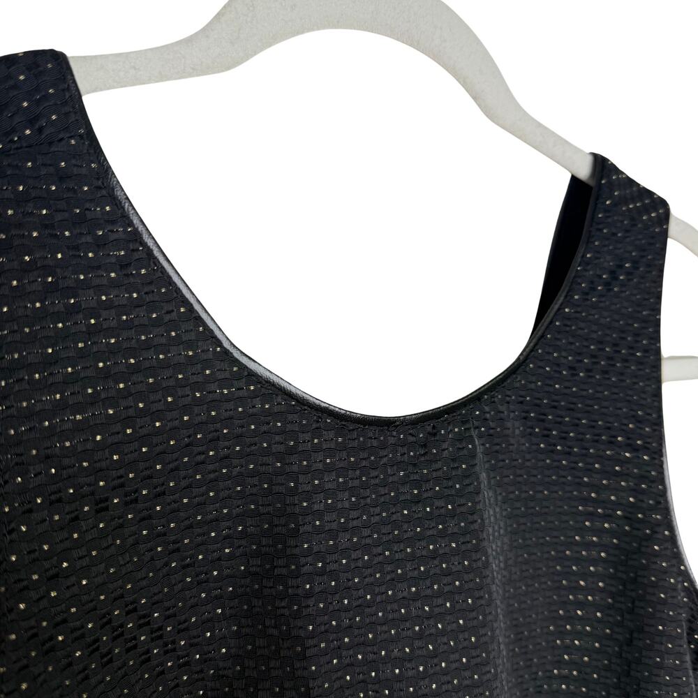 Madewell Lowlight Shimmer Dot Fit & Flare Mini Dress Sz 0 Black Gold Sleeveless - Picture 3 of 13